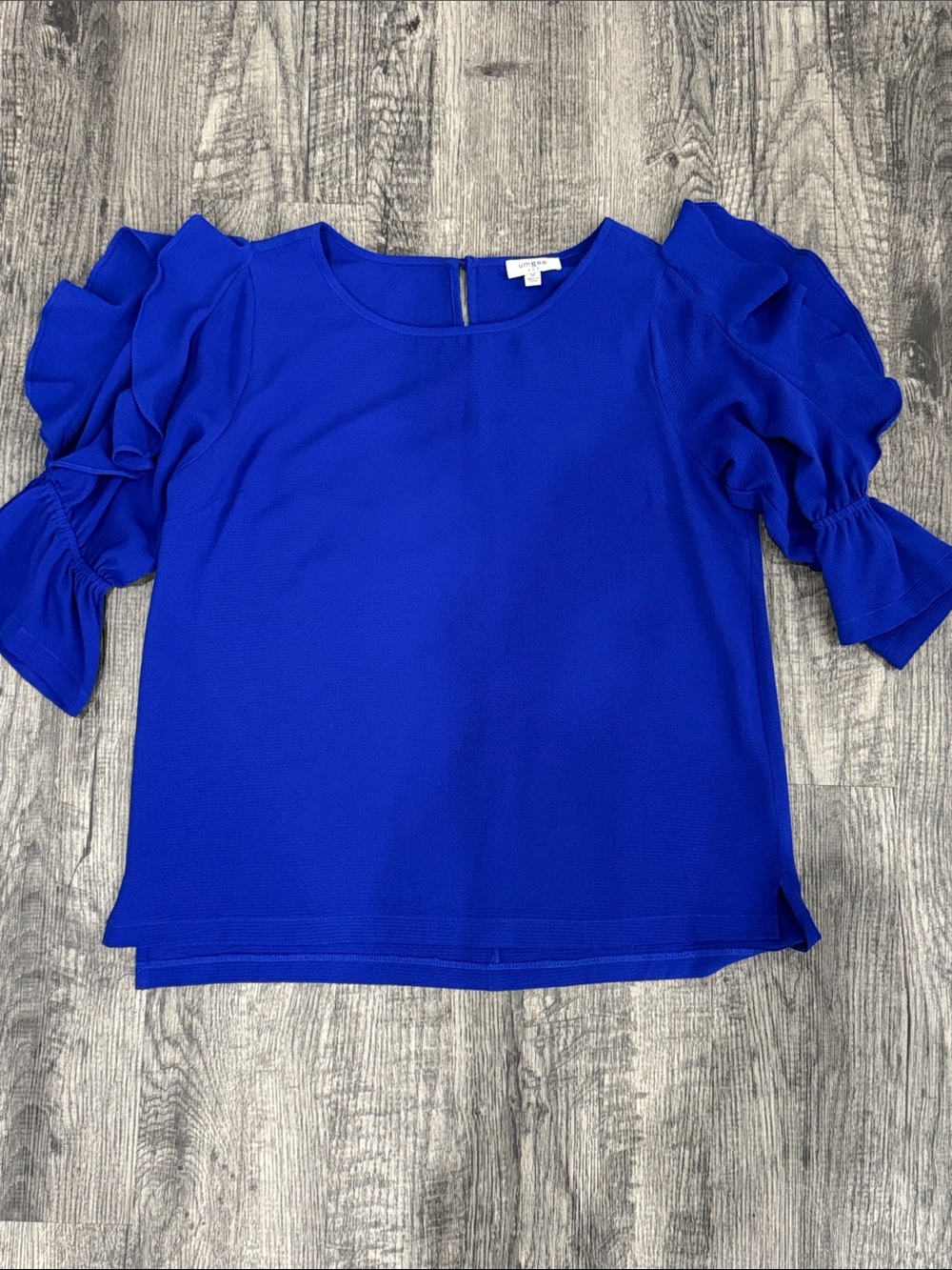 Umgee Royal Blue Ruffle Sleeve Blouse